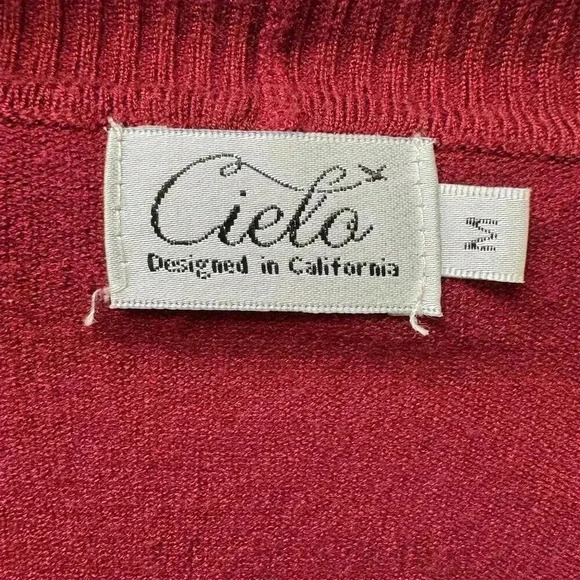 Cielo Women's Red Open Front Cardigan Sweater M Long Sleeve Pockets - Picture 2 of 6